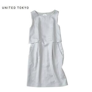 NC433ね@ UNITED TOKYO ユナイテッドトウキョウ Aランク 美品 ノースリーブ 切り替え ワンピース 1/S 上品 モード キレイめ