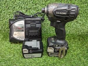 中古品 HITACHI 日立工機 14.4V コードレスインパクトドライバ WH14DDL2 3.0Ahバッテリー2個 + 充電器 セット