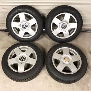 0658 VW フォルクスワーゲン 純正 ゴルフIV 4 ホイール スタッドレス 185/60R15 2021年製 TOYO OBSERVE GIZ2 PCD100 5H 15インチ 6J ET38