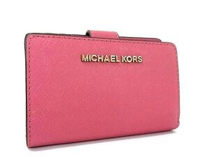 ■美品■ MICHAEL KORS マイケルコース レザー 二つ折り 財布 ウォレット 小銭入れ 札入れ レディース ピンク系 DF6128