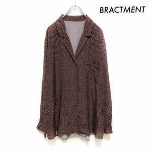 BRACTMENT ブラクトメント★ipeker パイピングシャツ 長袖 総柄 ブラウン 茶色