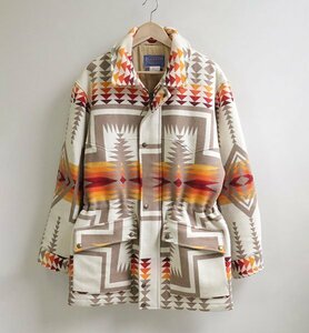 ★90s PENDLETON ◆ ネイティブ柄 ウールコットン コート ベージュ S (中綿入) ブランケット ジャケット ヴィンテージ ペンドルトン ◆ES14