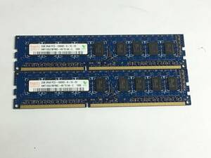 【中古パーツ】　サーバーメモリー hynix 2GB 2R*8 PC3-10600E-9-10-E0 2GBx2枚　計4GB 1006■Z080