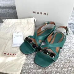 付属品あり MARNI ビジューストラップサンダル エメラルドグリーン 24㎝