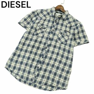 DIESEL ディーゼル 春夏 半袖 ウエスタン★ チェック シャツ Sz.L　メンズ　A4T04305_4#A