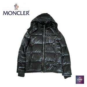 【美品】MONCLER モンクレール ダウン ジャケット フード付き トップス アウター 長袖 ブラック メンズ 2 中古