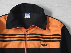 デサント製 adidas トラック トップス ジャケット　SIZE:5　色：黒 オレンジ アディダス ジャージ 　西ドイツ　OLD 70s～80s