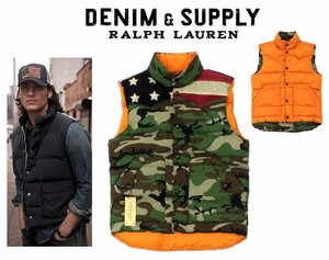 11万新品◆L◆Denim&Supply Ralph Lauren◆ラルフローレン 星条旗×カモフラ柄リバーシブルダウンベスト1円