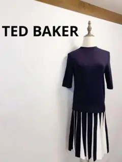 【ほぼ新品】TED BAKER 紺プリーツワンピース