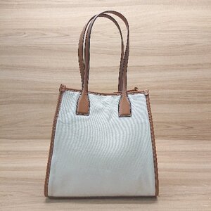 ◇ ZARA ザラ キャンバス トート シンプル カジュアル 通勤 通学 肩掛け バッグ ベージュ レディース E