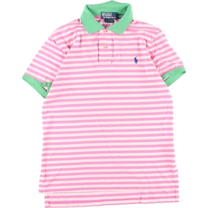 古着 ラルフローレン Ralph Lauren POLO by Ralph Lauren CUSTOM FIT 半袖 ボーダー ポロシャツ レディースS /eaa346573 【SS2409_30%】