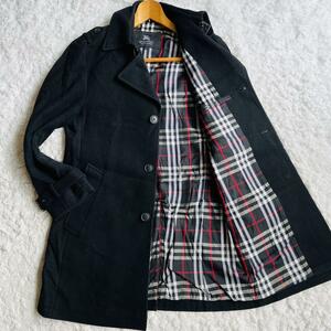 未使用級【M】極上のカシミヤ!Burberry Black labelバーバリーブラックレーベルトレンチコートノバチェックホースロゴ釦永遠のかっこよさ♪