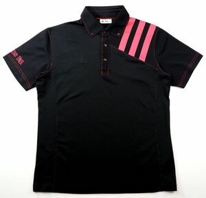 adidas golf アディダス・ゴルフ　ボタンダウン半袖ドライシャツ/ブラック/Mサイズ