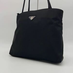 1円〜 【美品】 プラダ PRADA ハンドバッグ トートバッグ 黒 ブラック ナイロン テスートナイロン 三角ロゴ 肩掛け ワンショルダー