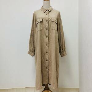 k1696 美品 OLIVE des OLIVE オリーブデオリーブ シャツワンピース コーデュロイ 綿100 ロング M ベージュ ベーシックカジュアルスタイル 