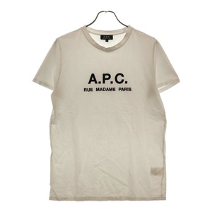 A.P.C アーペーセー ロゴ 刺繍 クルーネック 半袖カットソー Tシャツ レディース ホワイト