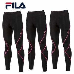 送料300円(税込)■yr257■レディース FILA 裏起毛 ロングタイツ(446-910-K) L 3点【シンオク】