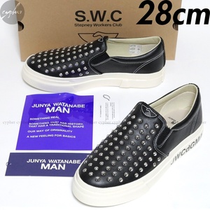 28cm 新品 23SS JUNYA WATANABE COMME des GARCONS MAN S.W.C スタッズ スリッポン Stepney ジュンヤワタナベ コムデギャルソン マン 黒