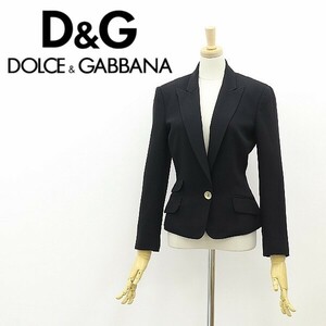 国内正規品◆D&G ドルチェ＆ガッバーナ 裏地花柄 1釦 ジャケット 黒 ブラック 24/38