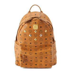 【エムシーエム】MCM　ヴィセトス スタッズ レザー バックパック リュック MMK 2AVE01 CO001 キャメル 【中古】【正規品保証】205630