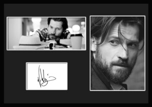 10種類!Nikolaj Coster-Waldau/ニコライ・コスター＝ワルドー/俳優/サインプリント&証明書付きフレーム/BW/ディスプレイ(4-3Ｗ）