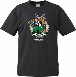 ★ラグビー ジャンキー XXL半袖 ドライ Tシャツ 南アフリカ スプリングボクス クラウディオパンディアーニ ブラック 2XL ワールドカップ