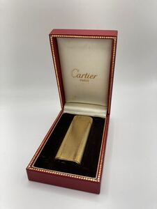 【SUMI-664】Cartier カルティエ ガスライター ゴールド 箱付 喫煙具 着火未確認 現状品 ライター ローラー式