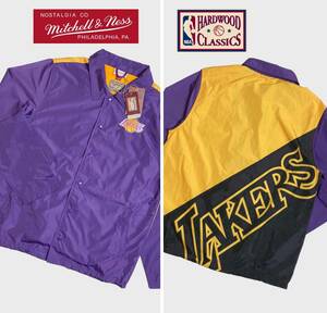 未使用品 NBA レイカーズ XL コーチジャケット Mitchell&Ness ミッチェルアンドネス LAKERS ジャケット