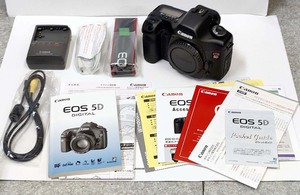 EOS 5D ボディ＋純正バッテリーグリップBG-E4＋純正バッテリーマガジンBGM-E2★Canon キヤノン 外箱 説明書 未使用ストラップ★中古 動作品