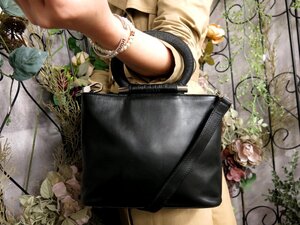 ●超美品●CELINE セリーヌ●ロゴ型押し●カーフ レザー 本革●2way ハンド バッグ●黒●シルバー金具●肩掛け●かばん●Js53836