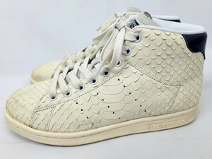 良好 16年製 adidas originals STANSMITH MID 白 紺 US7 24cm アディダス スタンスミス リザード パイソン