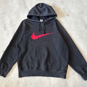 90s NIKE ナイキ スウッシュ ロゴ プリント プルオーバー フーディー ビンテージ スウェット パーカー