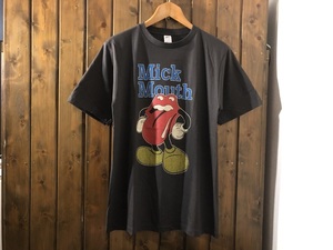 新品★MICK MOUTH　パロディ　ビンテージスタイル　Tシャツ【L】★ミッキーマウス/ミックジャガー/ローリングストーンズ/ロックバンド