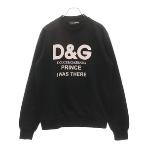 DOLCE & GABBANA ドルチェアンドガッバーナ 17AW PRINCE I WAS THERE フロントロゴプリントスウェットシャツ トレーナー ブラック G9IP8T