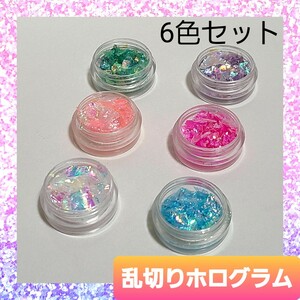 【ケース入】 乱切り ホログラム 6色セット レジン ネイル 封入 02