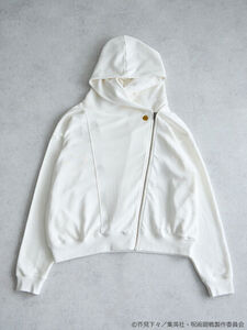 【新品・未使用】呪術廻戦 × earth music&ecology コラボ/ 呪術高専 校章刺繍ライダースパーカー 白 WHITE ジップパーカー(#DABC6)