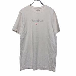 NIKE 半袖 プリントTシャツ M ホワイト ライトグレー レッド ナイキ Just do it. 古着卸 アメリカ仕入 a507-6768