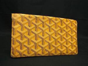 1円 GOYARD ゴヤール ヘリンボーン PVC 二つ折り 長財布 ウォレット 小銭入れ 札入れ メンズ レディース イエロー系 DB0190