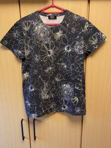 国内正規 16SS JIL SANDER ジルサンダー 花柄 クルーネック Tシャツ 黒 S JSMK706005 MK248108