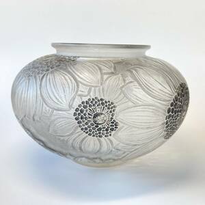 決算セール!【美術館級】ガラス界の至宝　R.LALIQUE　ルネ・ラリック「Dahlias」ダリア　菊文大花瓶 花 ベース　1923年　アンティーク