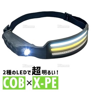 LED ヘッドライト ヘルメットライト 作業灯 USB充電式 人感センサー 軽量 防水 停電 防災 登山 夜釣り 自転車 ランニング キャンプ