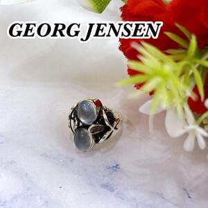 送料無料　良品　Georg Jensen　ジョージジェンセン　48　ムーンストーン　シルバー　SV925 リング 指輪　 6号