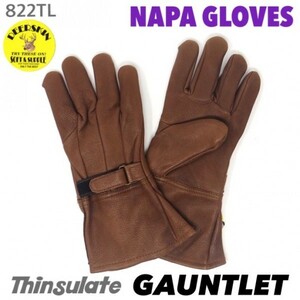 送料無料★NAPA GLOVES ナパ 鹿革 防寒 冬用 ガントレット シンサレート グローブ 822TL-M ブラウン 茶 裏地付 3M社 gauntlet 万能