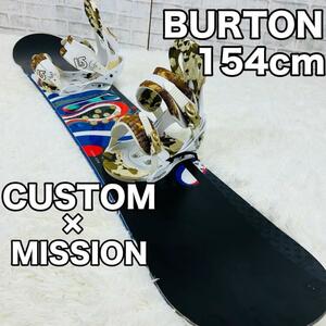 スノーボード ビンディング BURTON CUSTOM MISSION 154cm スノーボード 板 2点セット バートン カスタム ミッション