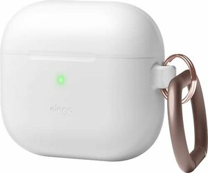 【中古】 elago AirPods 3 対応 ケース 落下防止 カラビナ 付 耐衝撃 薄型 シリコン カバー 衝撃 吸