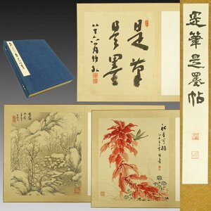 【真作】喜聞◆『姫島竹外題字 日本南画院15名文人画 画帖』 1帖 古筆 古文書 古書 日本画 山水画 花鳥画 中国絵画 川村驥山箱書 茶道 昭和