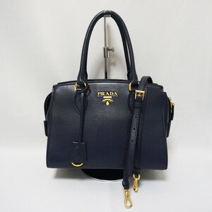 PRADA プラダ　2way ハンドバック　ショルダーバック　斜め掛け　BALTICO バルト海の紺碧色　1BA164 牛革　中古美品 送料無料！