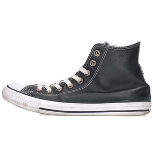 クロムハーツ スニーカー CH CONVERSE LEATHER サイズ:27cm シルバー装飾クロスパッチ付きレザーハイカットスニーカー 中古 SJ02