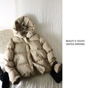 3万☆ユナイテッドアローズ/BEAUTY & YOUTH☆タフタショートフードダウンジャケット Mサイズ☆M-B 0717