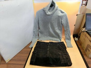 T【ラ5-35】【60サイズ】▲ユニクロ アンダーカバー/タートルセーター Mサイズ＆タイトミニスカート/レディース